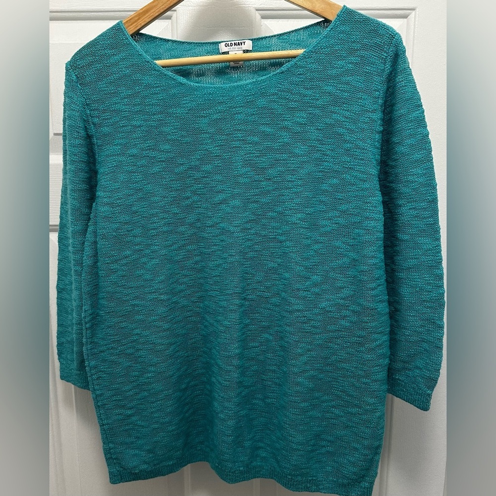 Women’s Size XL Old Navy Turquoise Teal 3/4 Sleeve Sweater Knit Top
